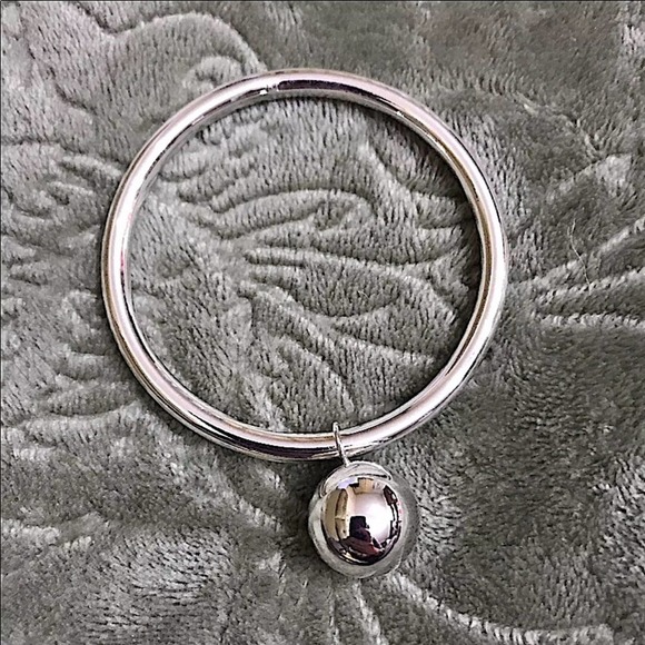 STERLING SILVER CHARM BALL BANGLE BRACELET - Picture 13 of 15